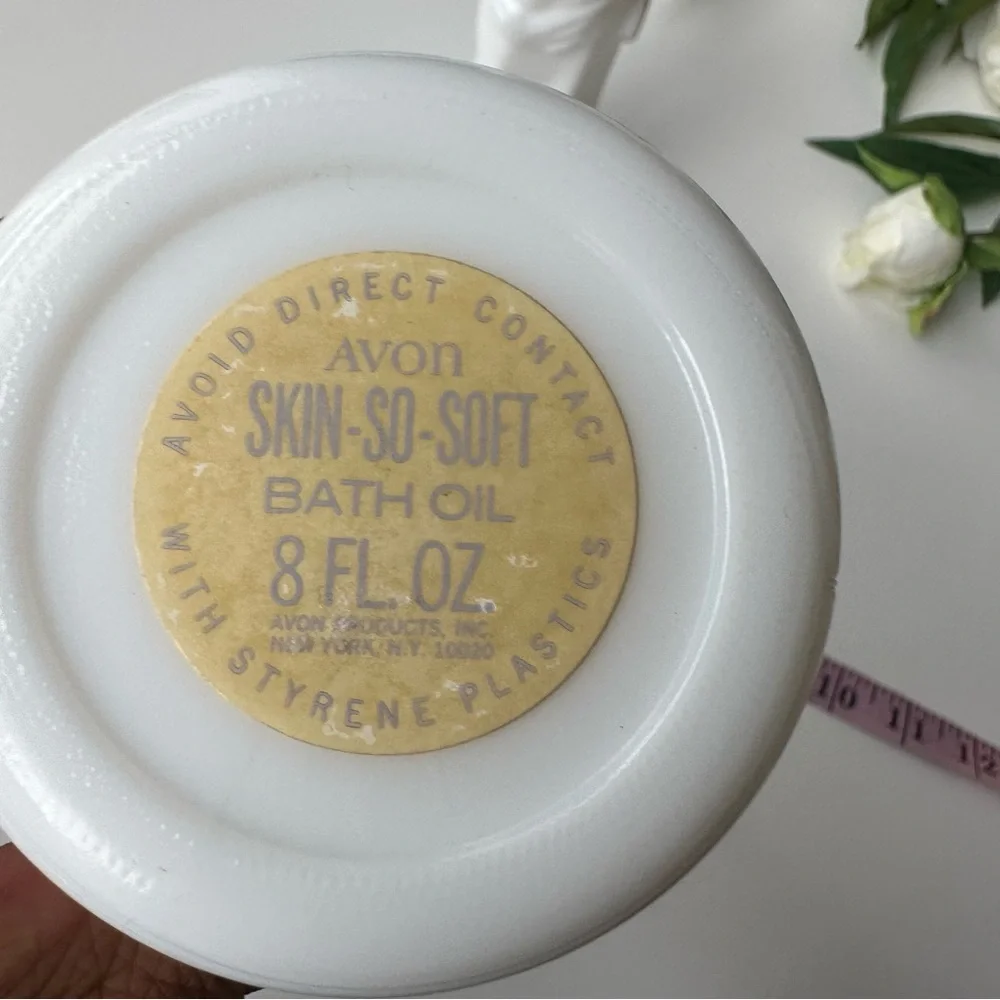 VTG Avon SKIN SO SOFT 2 Milk Glass Bottles